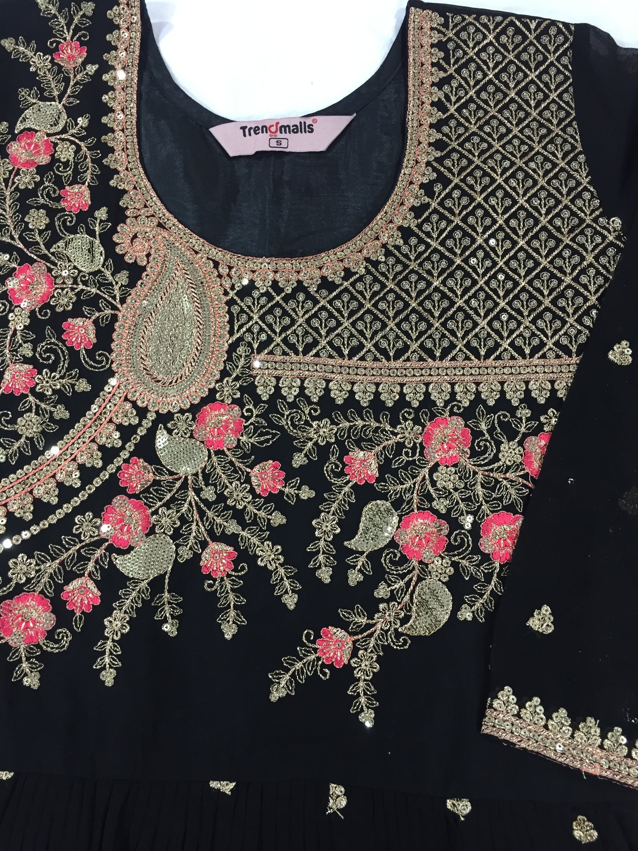 Black Georgette Embroidery Salwar Suit Set Kurta Palazzo with Dupatta Nyra Cut Kurta Set for Women Trendmallsin