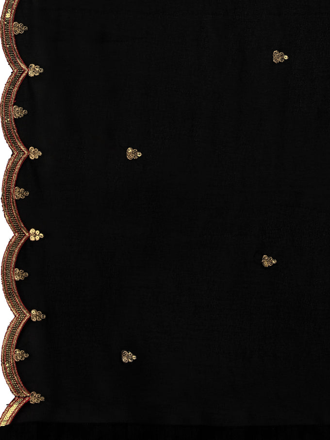 Black Georgette Embroidery Salwar Suit Set Kurta Palazzo with Dupatta Nyra Cut Kurta Set for Women Trendmallsin