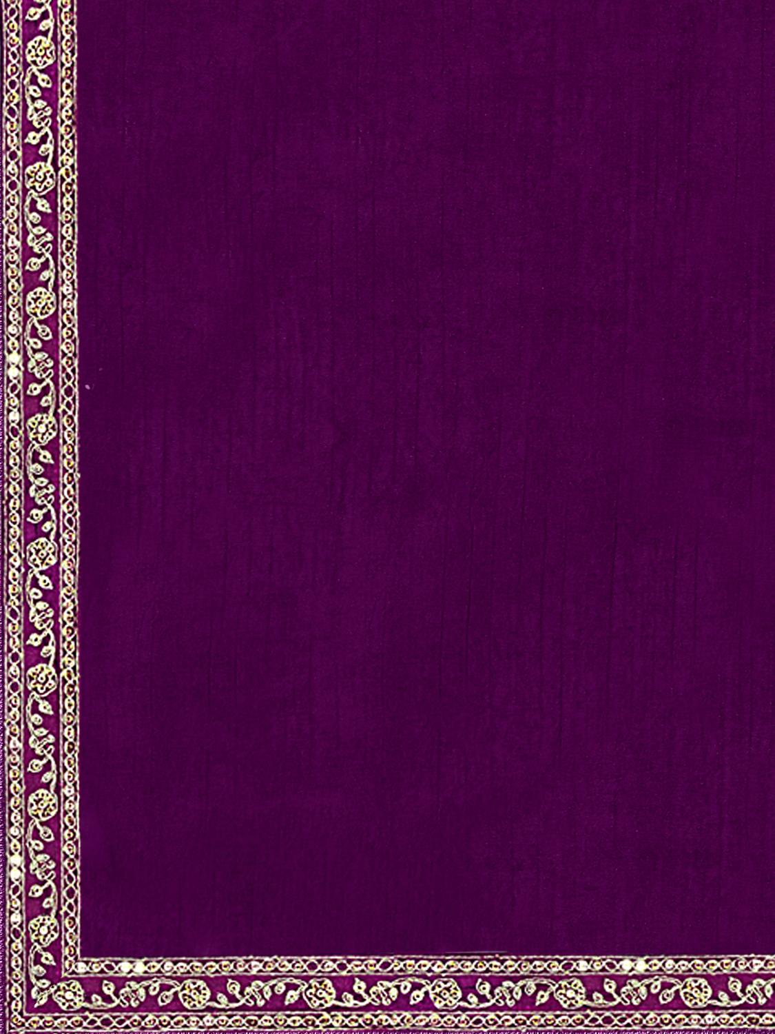 Women's Vichitra Silk Embroidery Salwar Suit Set Kurta Sharara with Dupatta Purple Kurta Set for Women Trendmallsin