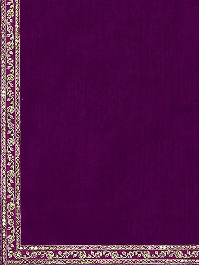 Women's Vichitra Silk Embroidery Salwar Suit Set Kurta Sharara with Dupatta Purple Kurta Set for Women Trendmallsin