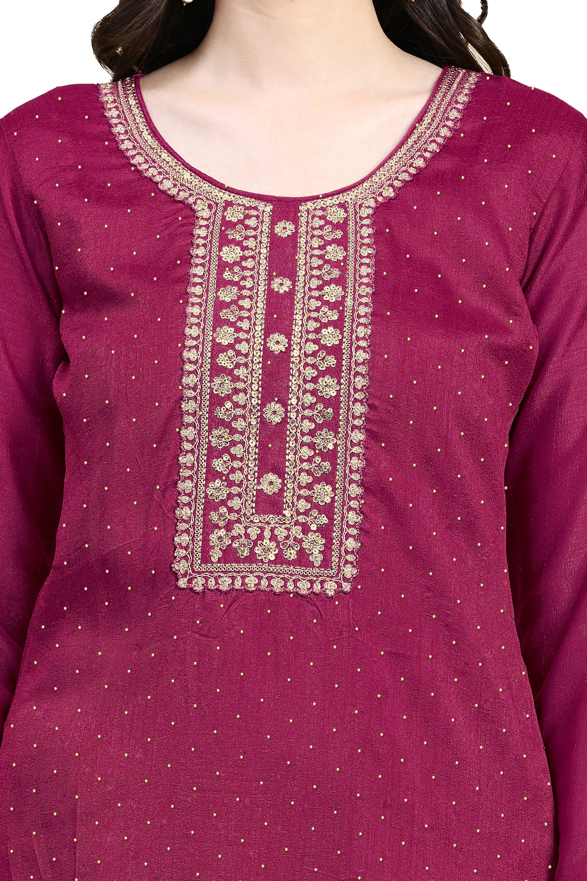 Pink Vichitra Silk Embroidery Salwar Suit Set with Dupatta for Women's Trendmallsin