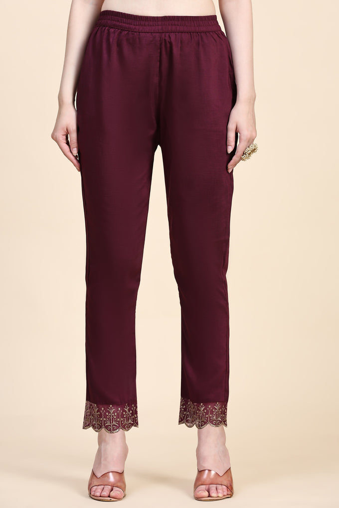 Purple Cotton Embroidery Salwar Suit Set with Dupatta for Women's Trendmallsin