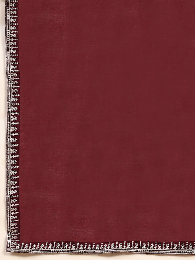 Maroon Vichitra Silk Embroidery Salwar Suit Set with Dupatta for Women's Trendmallsin