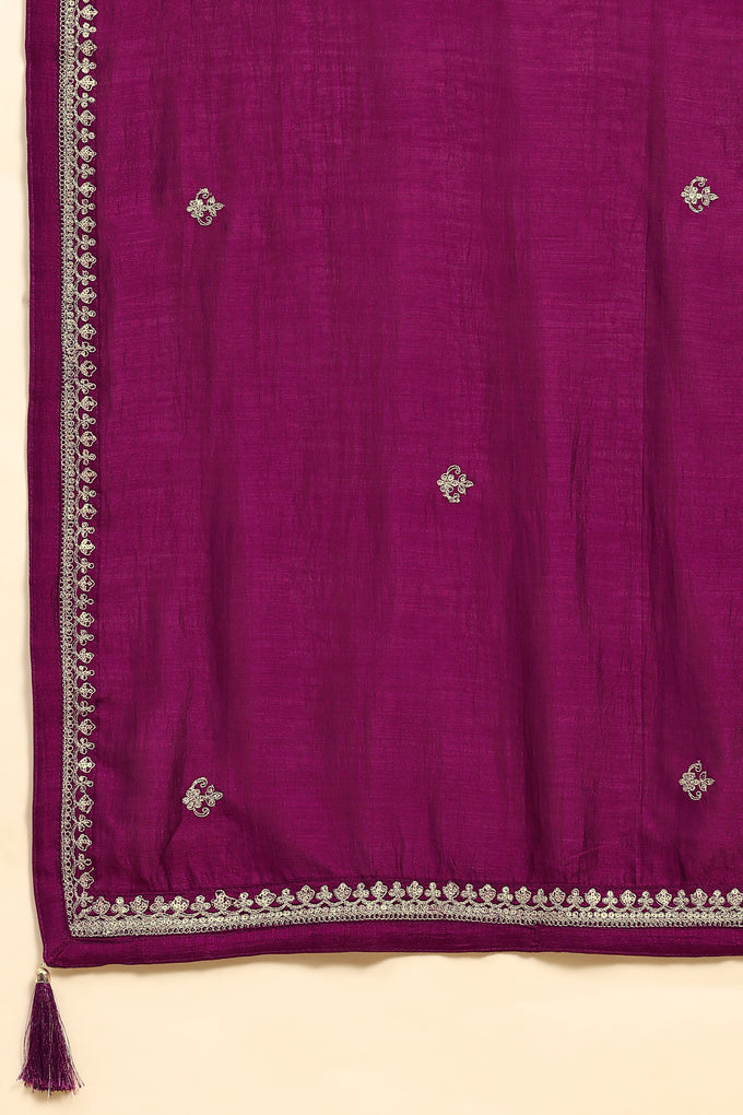 Purple Vichitra Silk Embroidery Anarkali  Salwar Suit Set with Dupatta For Women's Trendmallsin