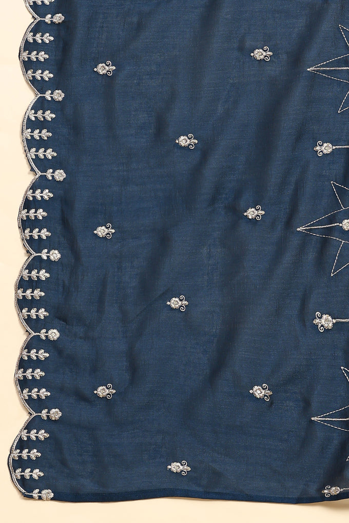 Blue Vichitra Silk Embroidery Salwar Suit Set with Dupatta Kurta Set for Women's Trendmallsin