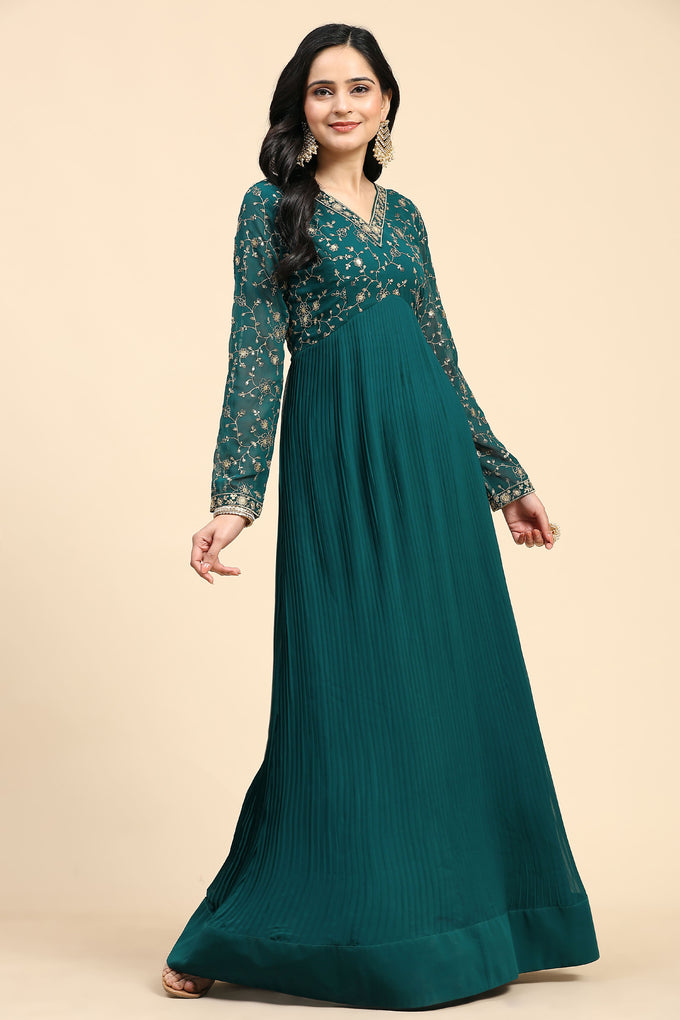 Georgette Embroidery Salwar Suit Set Alia Cut Kurta with Dupatta For Women's Trendmallsin