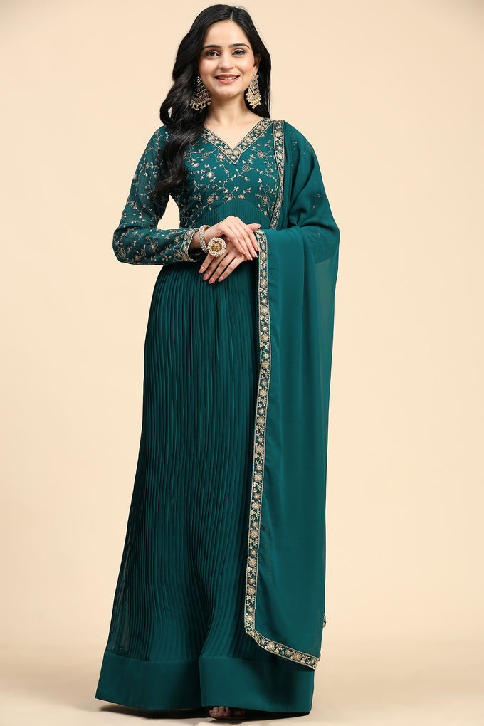 Georgette Embroidery Salwar Suit Set Alia Cut Kurta with Dupatta For Women's Trendmallsin