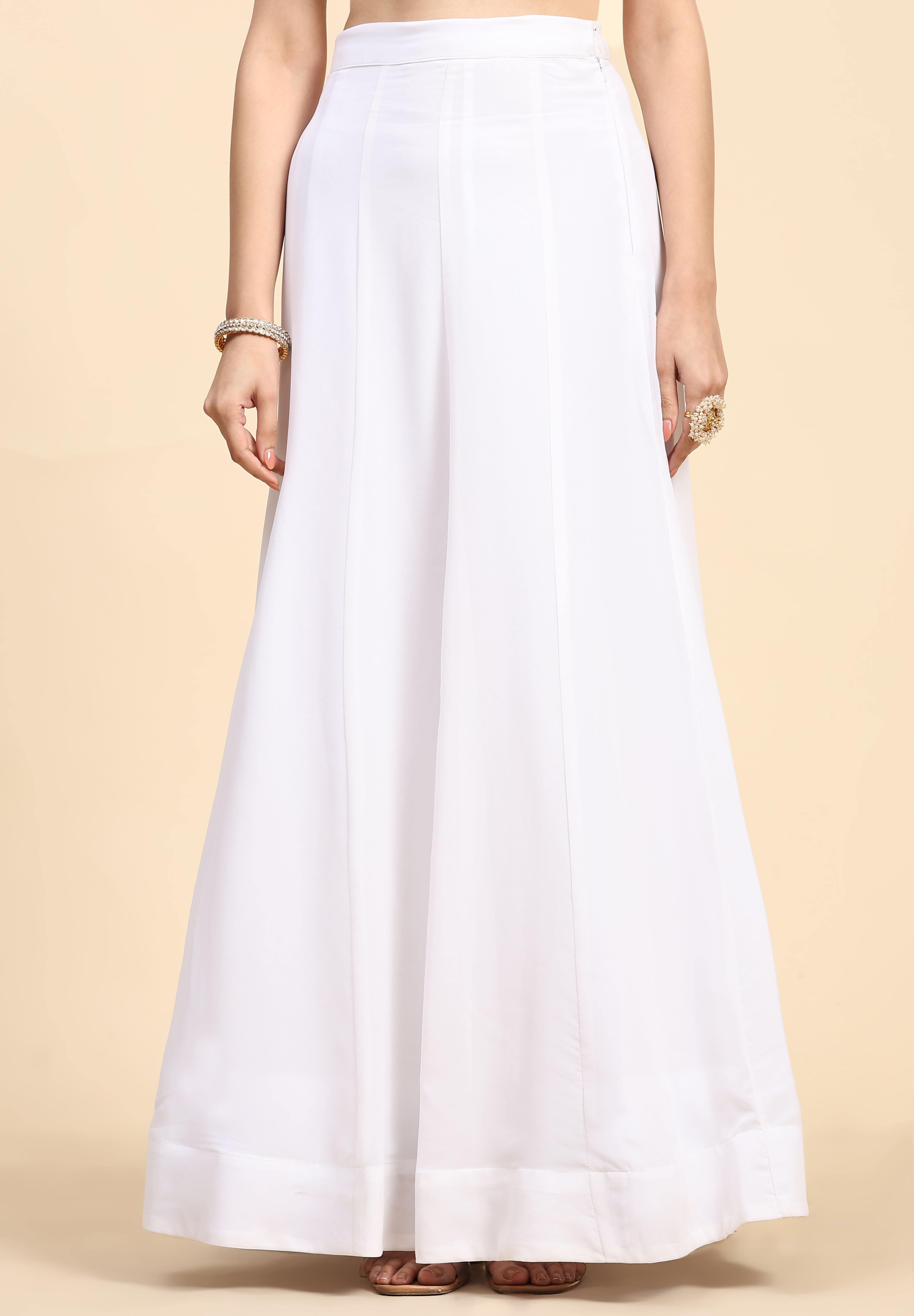 White  Georgette Embroidery Anarklai Suit Set Kurta Lehenga with Dupatta Kurta Set for Women's Trendmallsin