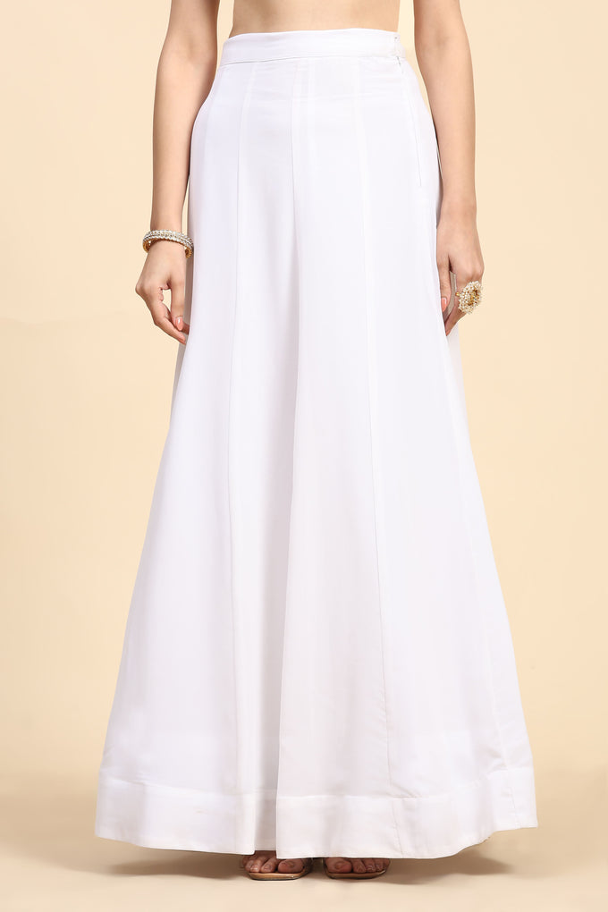 White  Georgette Embroidery Anarklai Suit Set Kurta Lehenga with Dupatta Kurta Set for Women's Trendmallsin