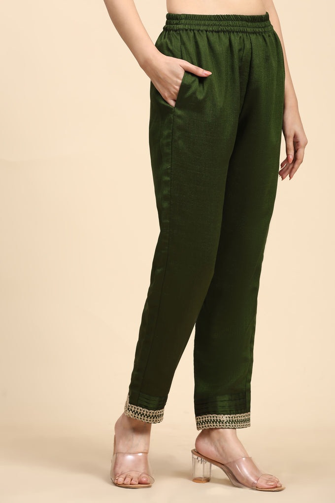Green Vichitra Silk Embroidery Salwar Suit Set with Dupatta for Women's Trendmallsin