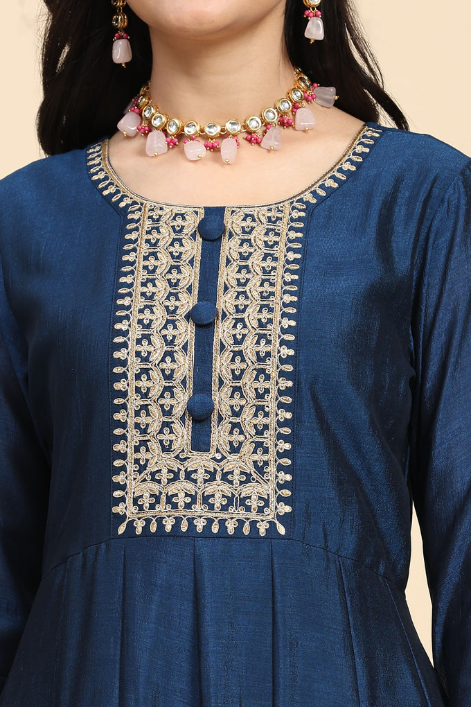 Morpeach Vichitra Silk Anarkali Salwar Suit Set with Jacquard Dupatta for Women's Trendmallsin