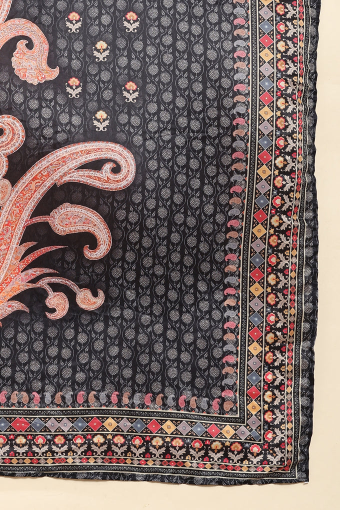 Black Velvet Embroidery Salwar Suit Set with Dupatta For Women's Trendmallsin