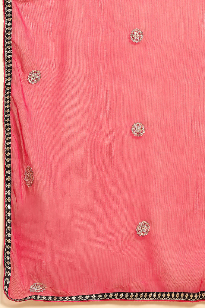 Black Rangoli Silk Embroidery Anarkali  Salwar Suit with Pink Dupatta for Women's Trendmallsin