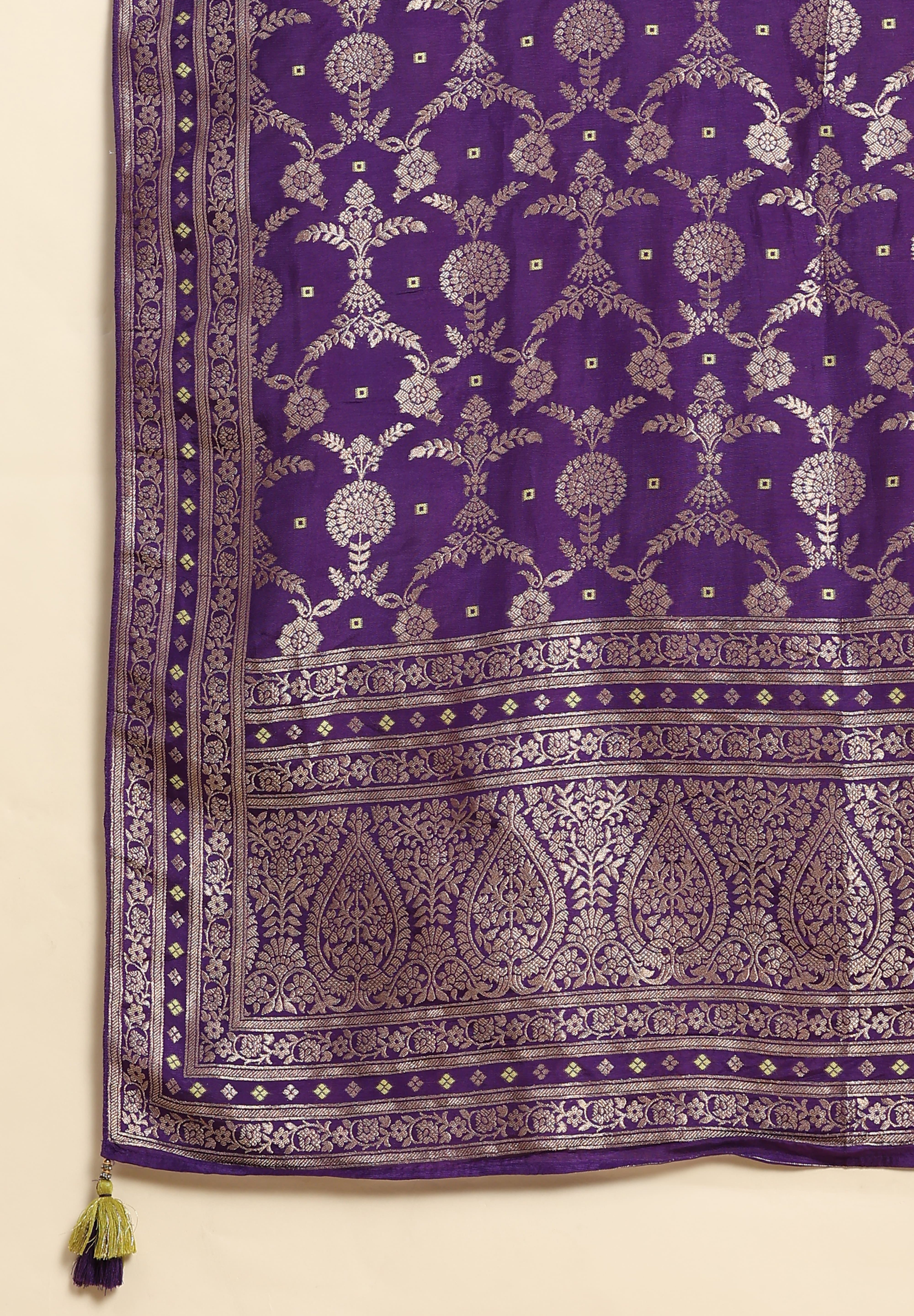 Lime Green Silk Embroidery Salwar Suit with Banarasi Dupatta For Women's Trendmallsin