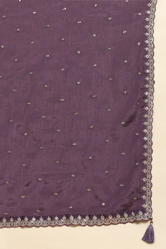 Purple Silk Blend Embroidery Alia Cut Salwar Suit Set with Dupatta For Women's Trendmallsin