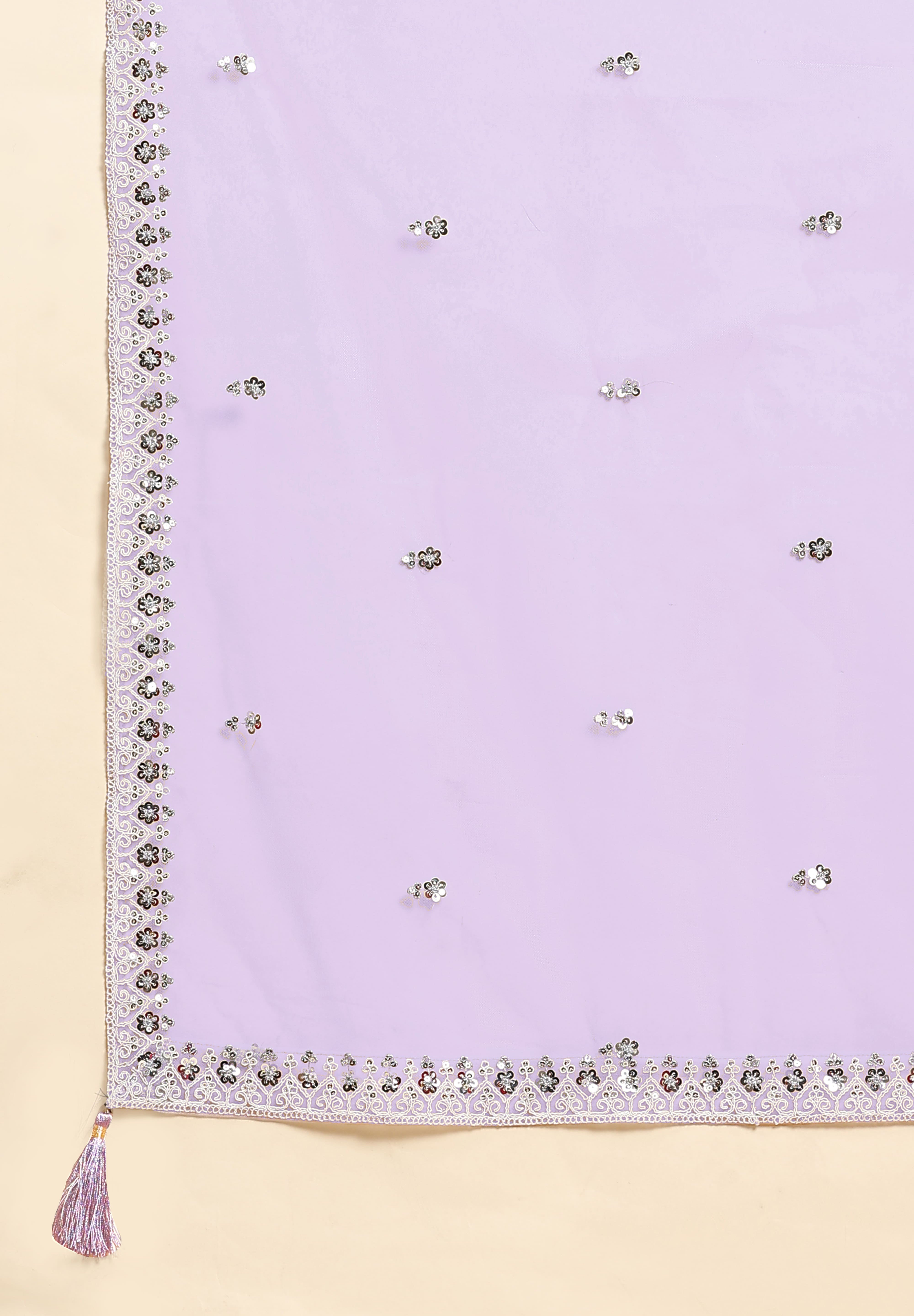 Light Purple Georgette Embroidery Sequins Work Kurta Sharara Set with Dupatta Kurta Set for Women Trendmallsin