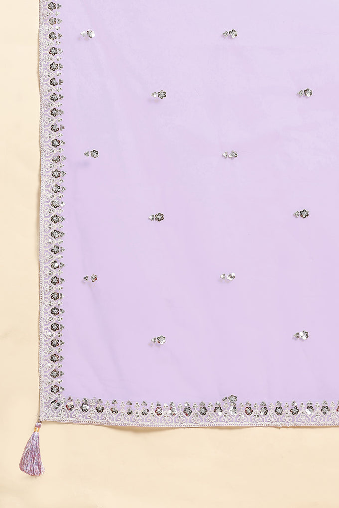 Light Purple Georgette Embroidery Sequins Work Kurta Sharara Set with Dupatta Kurta Set for Women Trendmallsin