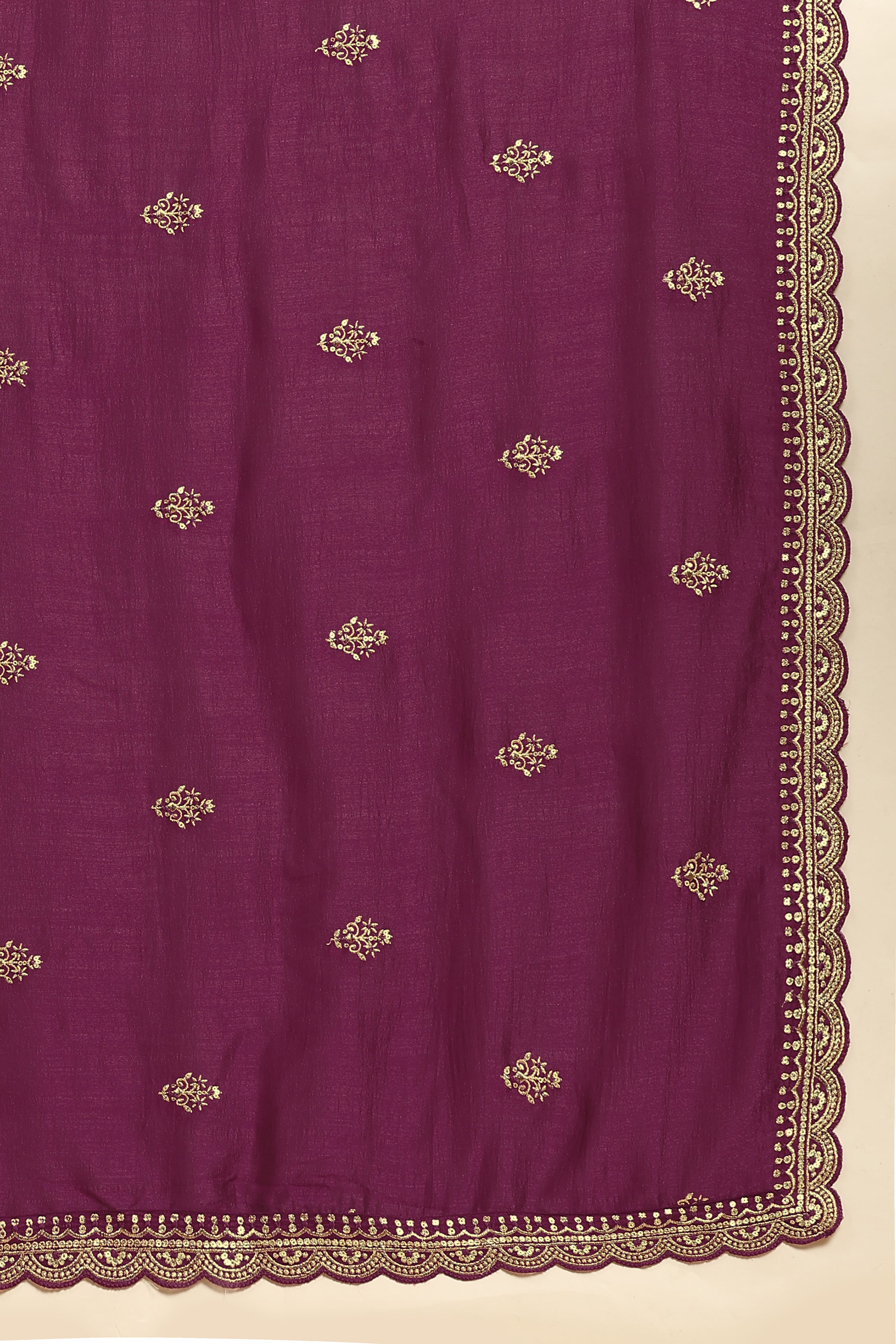 Women's Art Silk Embroidery Kurta Sharara Set with Dupatta Salwar Suit Set Trendmallsin
