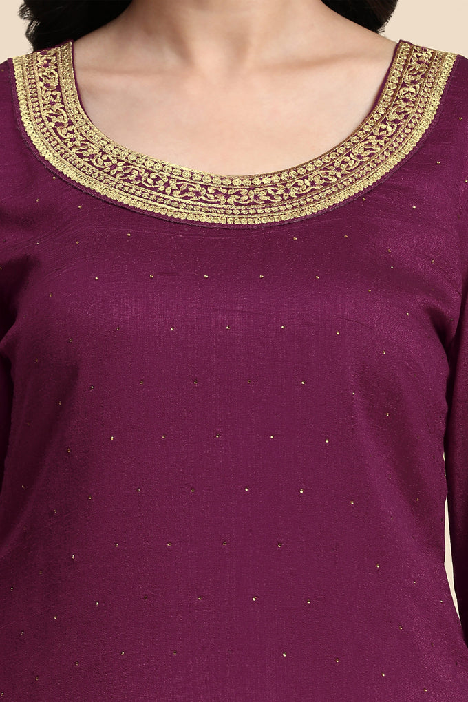 Women's Art Silk Embroidery Kurta Sharara Set with Dupatta Salwar Suit Set Trendmallsin