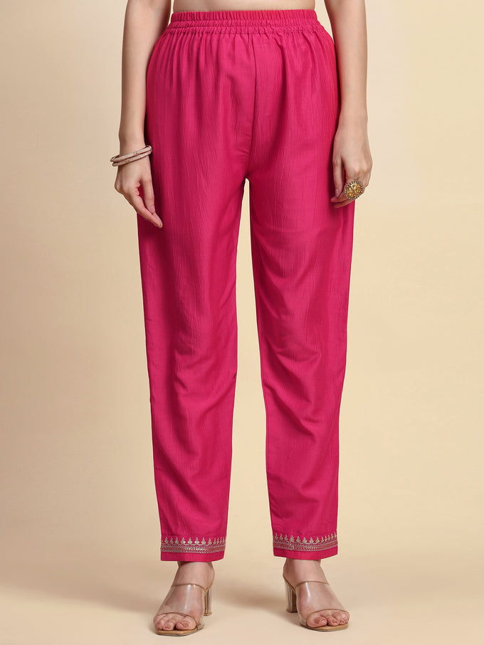 Pink Jaquard Silk Embroidery Sequence Work Kurta Pant with Dupatta Trendmalls