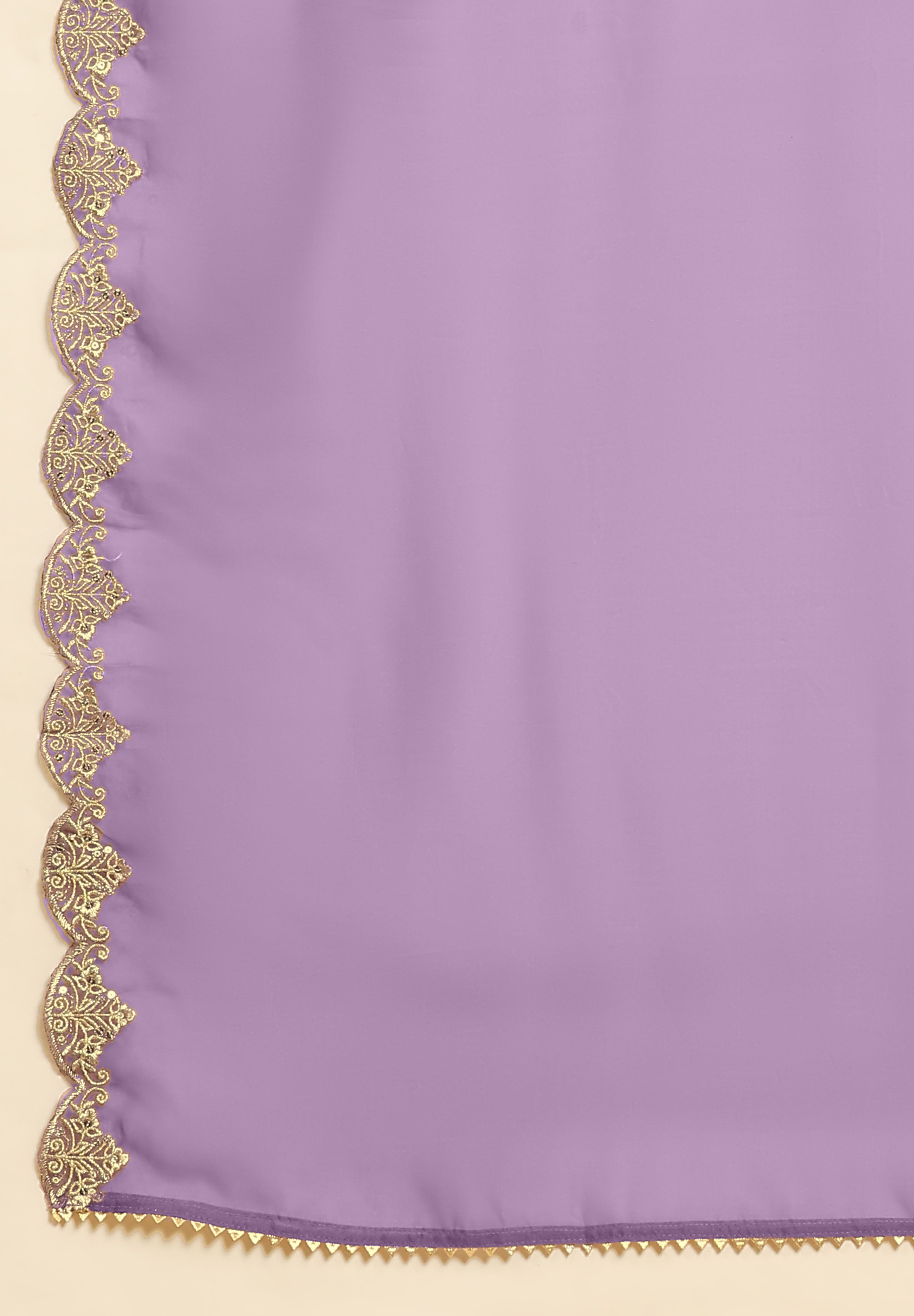 Light Purple Silk Blend Embroidery Anarkali Salwar Suit Set with Dupatta For Women's Trendmallsin