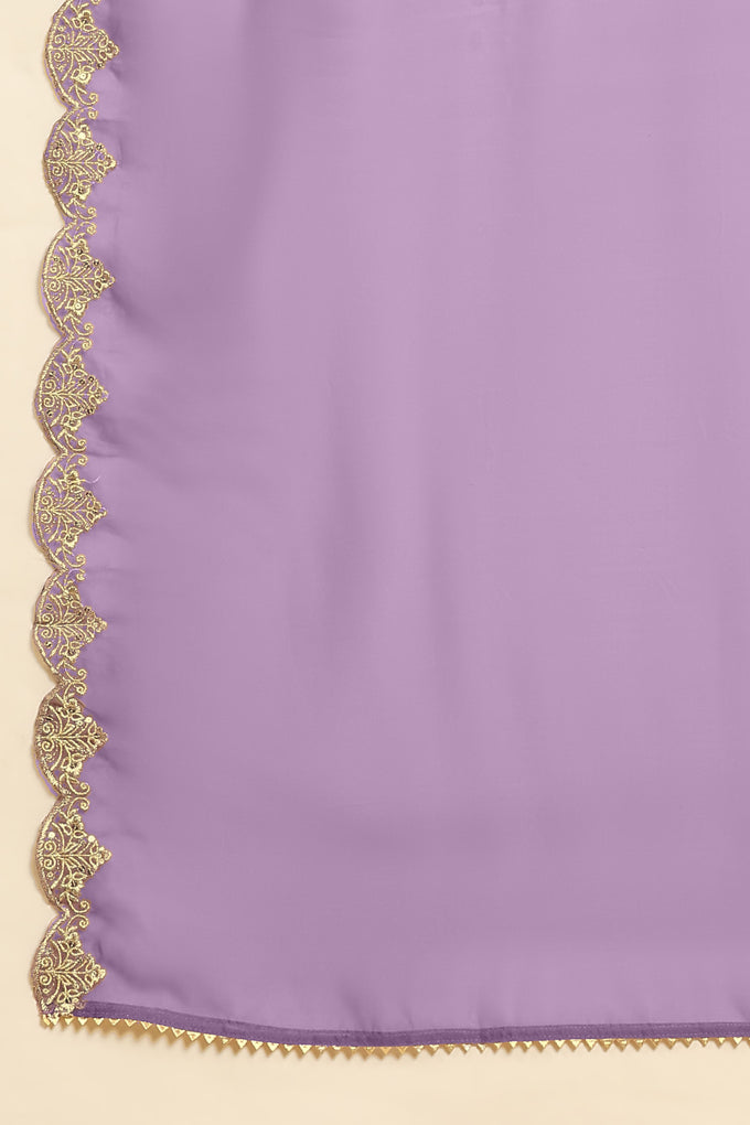 Light Purple Silk Blend Embroidery Anarkali Salwar Suit Set with Dupatta For Women's Trendmallsin