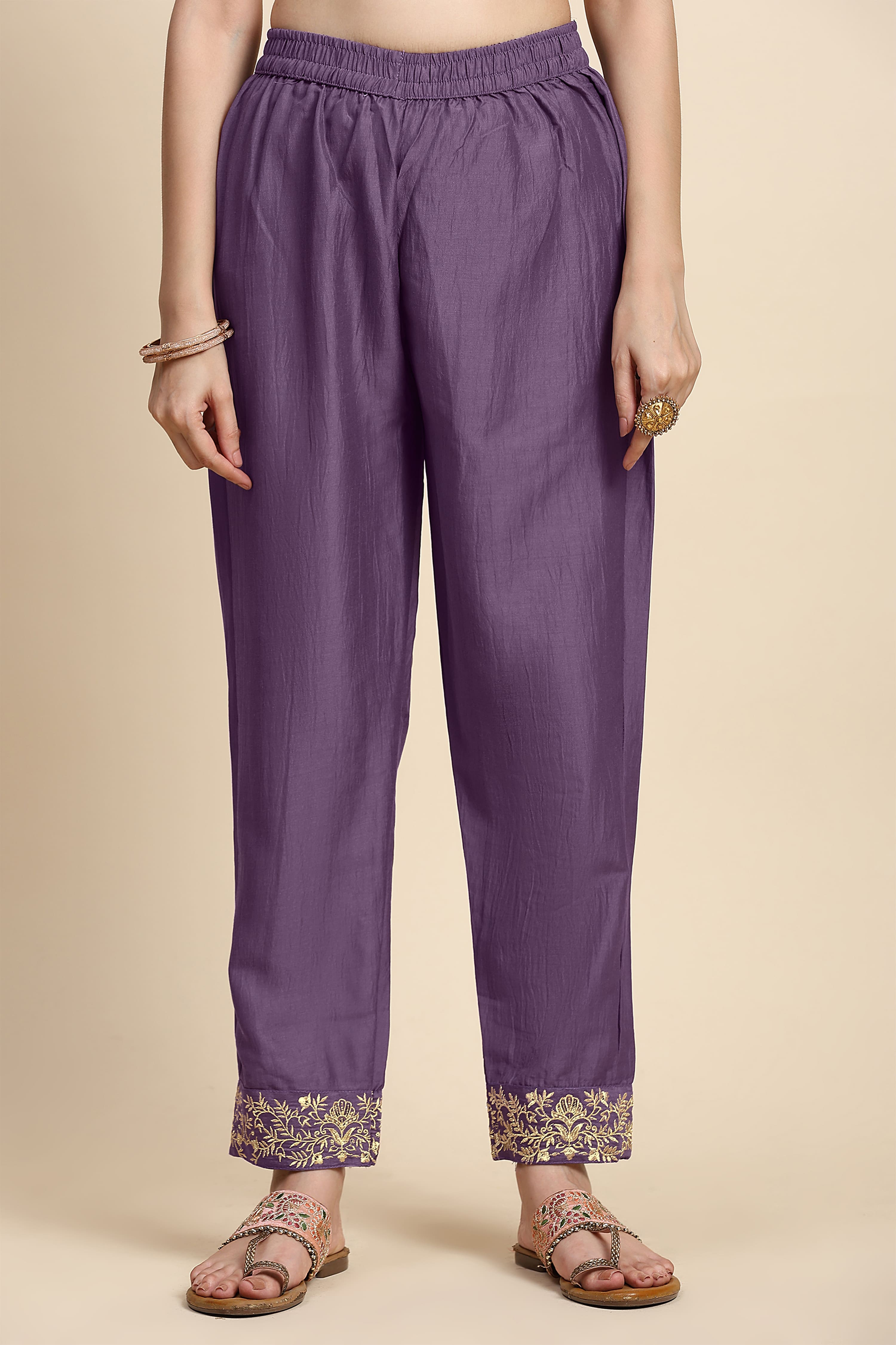 Light Purple Silk Blend Embroidery Anarkali Salwar Suit Set with Dupatta For Women's Trendmallsin