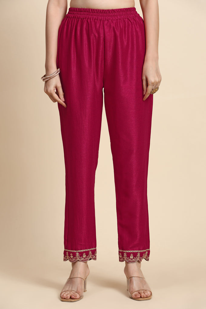 Pink Vichitra Silk Sequence Embroidery Anarkali Salwar Suit Set With Dupatta for Women's Trendmallsin