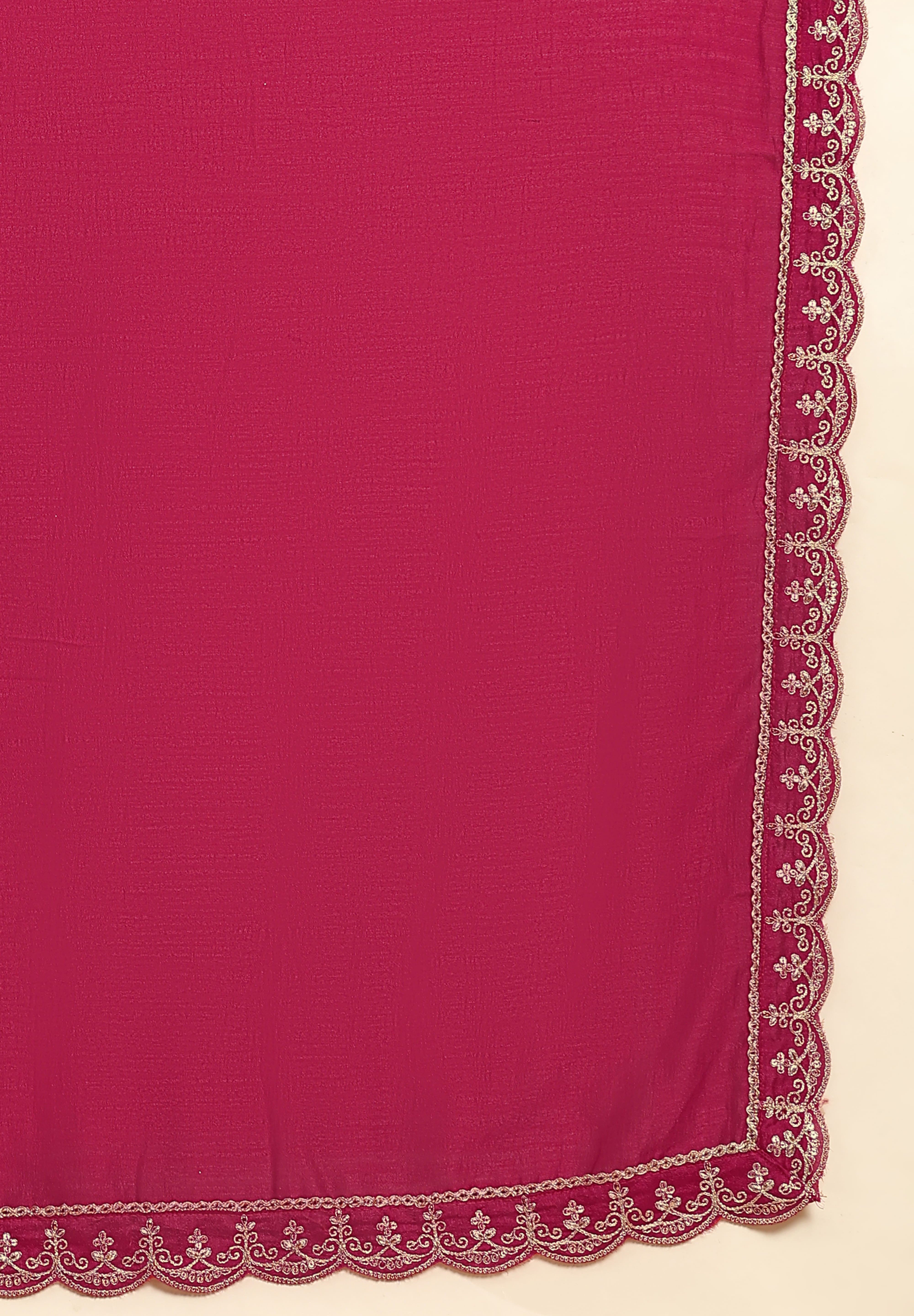 Pink Vichitra Silk Sequence Embroidery Anarkali Salwar Suit Set With Dupatta for Women's Trendmallsin