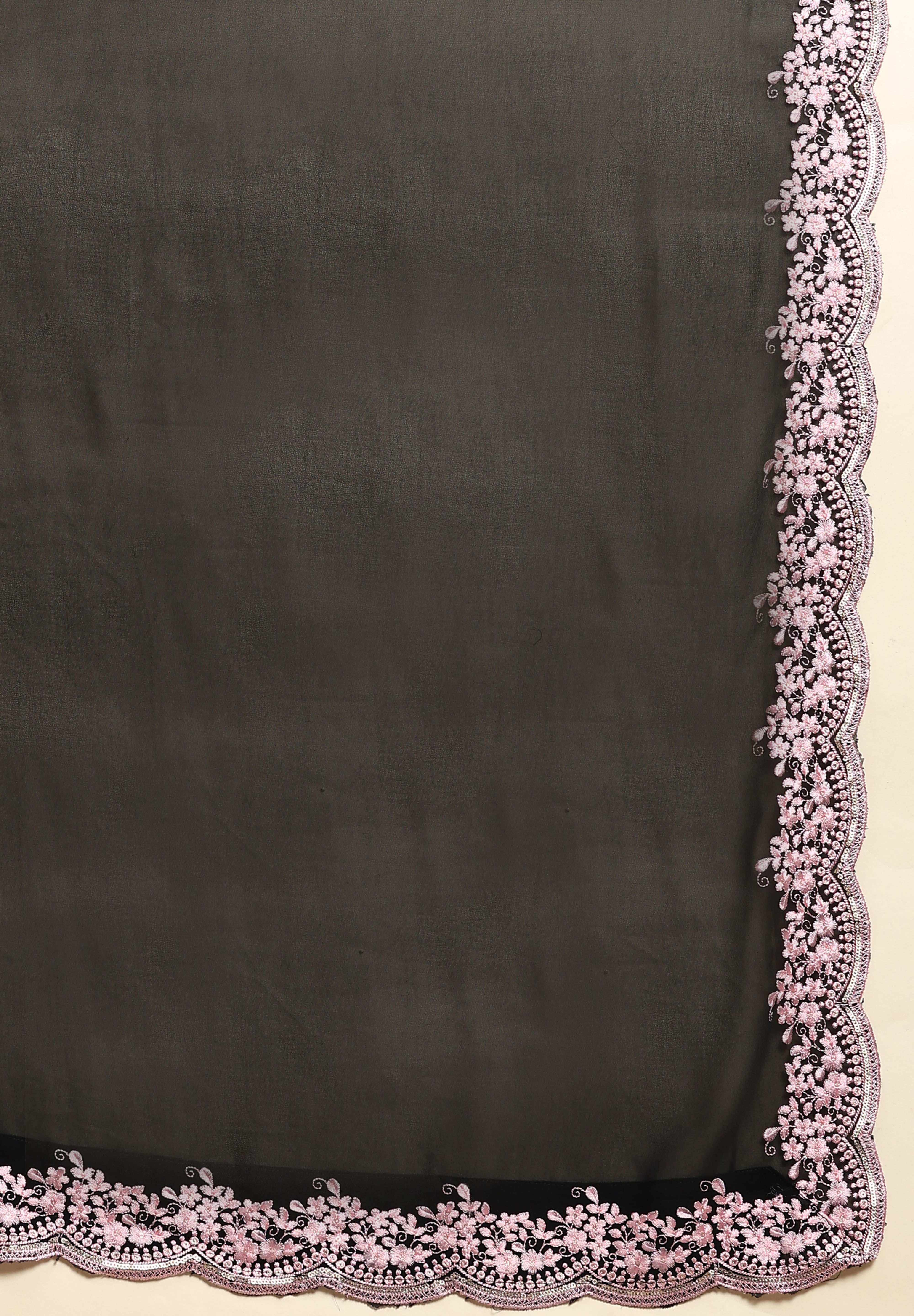 Black Georgette Embroidery Kurta Sharara Set with Dupatta For Women's Trendmallsin