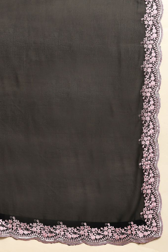 Black Georgette Embroidery Kurta Sharara Set with Dupatta For Women's Trendmallsin
