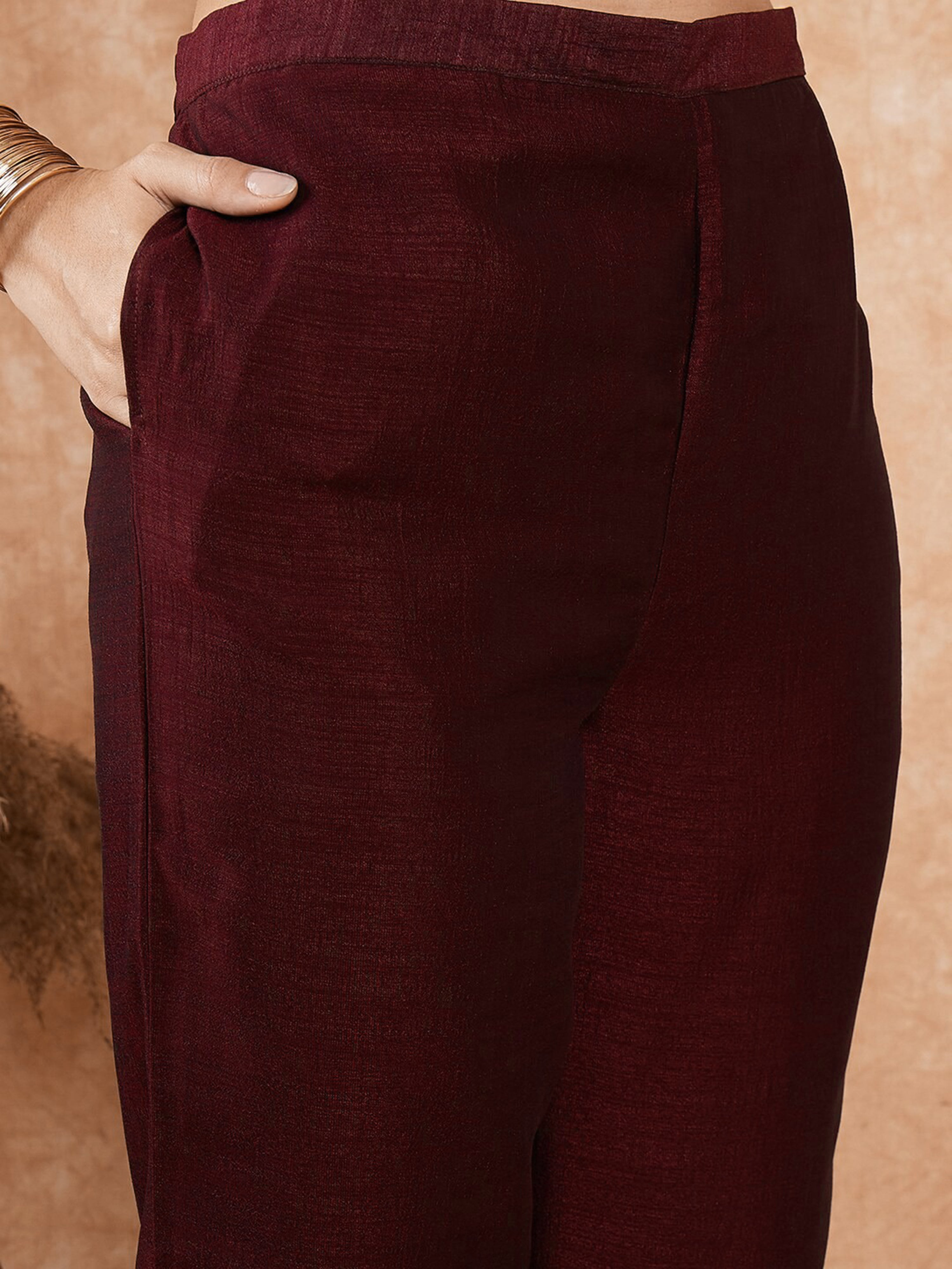 Maroon Art Silk Embroidery Salwar Suit Set for Women Trendmallsin