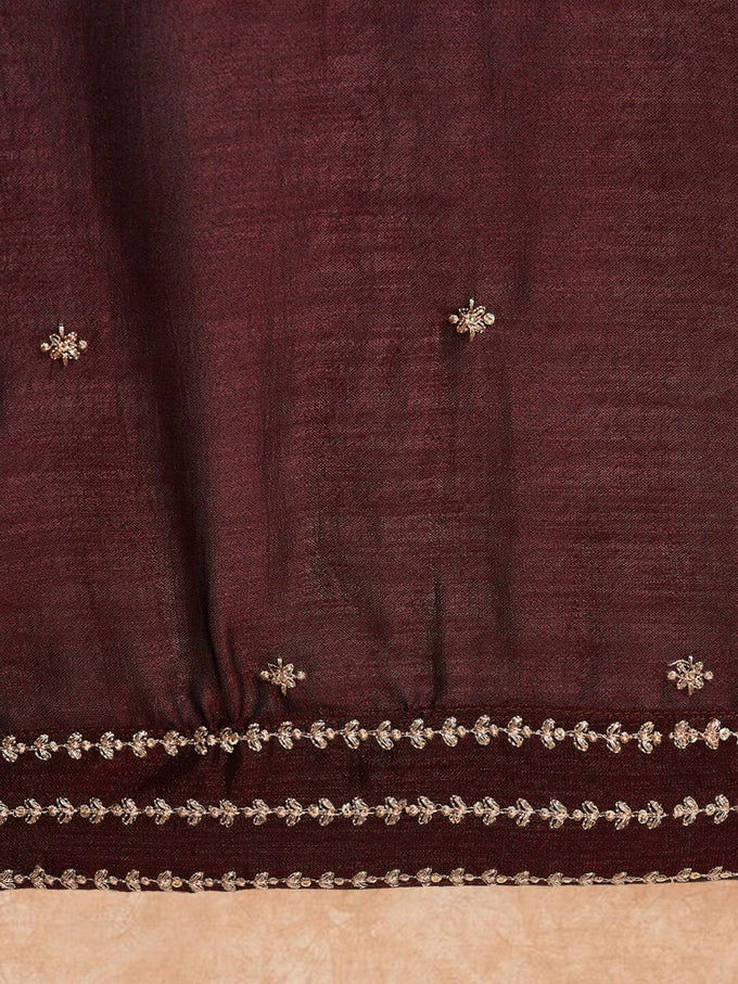 Maroon Art Silk Embroidery Salwar Suit Set for Women Trendmallsin