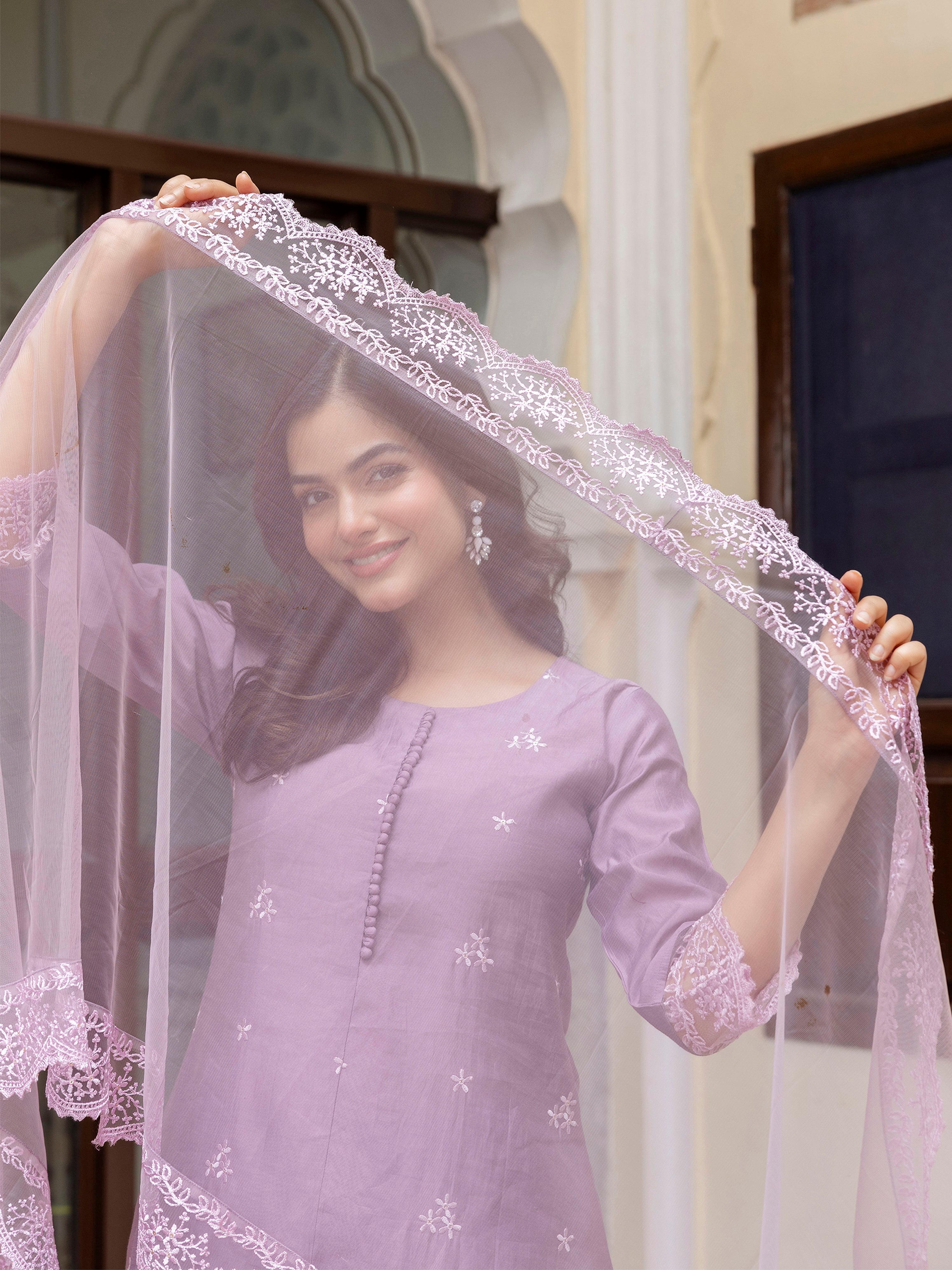 Light Purpel Art Silk Embroidery A line Salwar Suit with Dupatta  Set For Woman's Trendmallsin