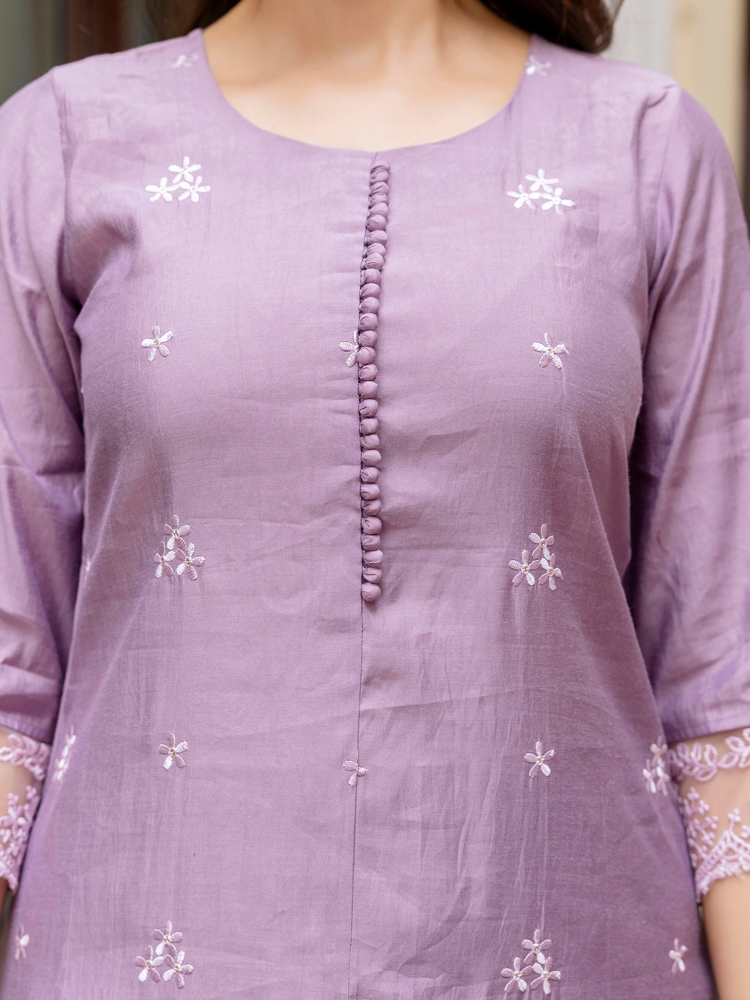 Light Purpel Art Silk Embroidery A line Salwar Suit with Dupatta  Set For Woman's Trendmallsin