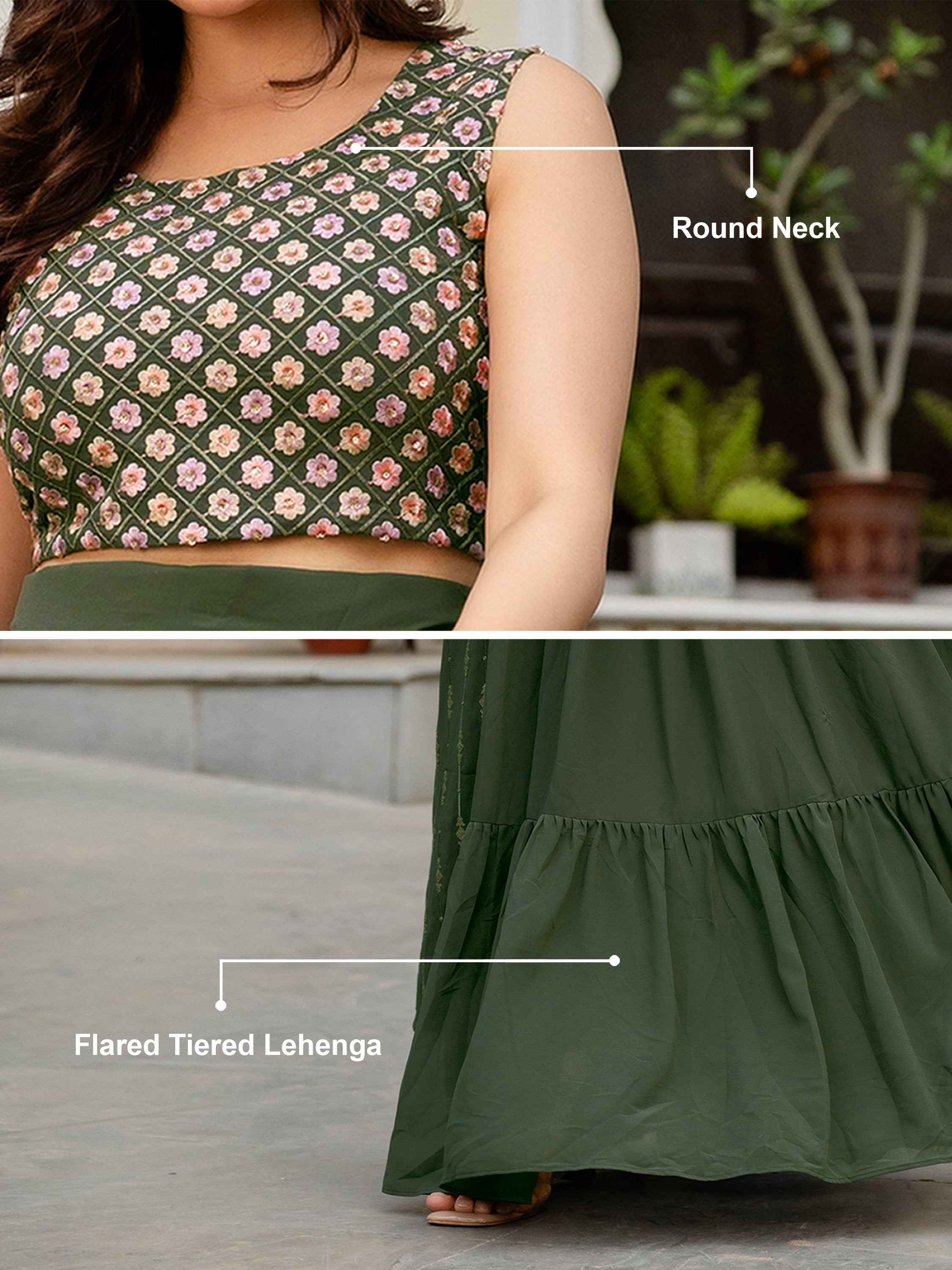 Women's Georgette Sequin Embroidery Crop Top Lehenga with Shrug Suit Set Ethnic Fusion Wear Trendmallsin