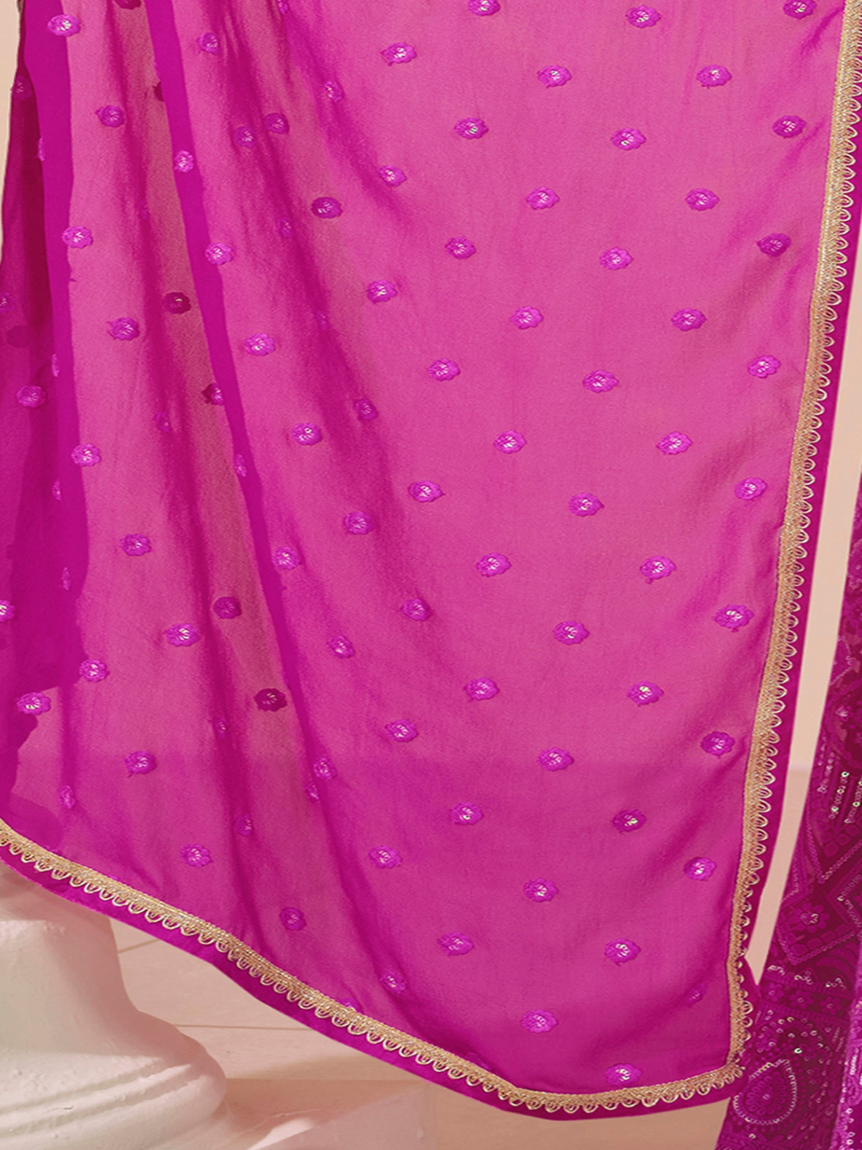 Pink Georgette Embroidery Sequence Work Gown For Women