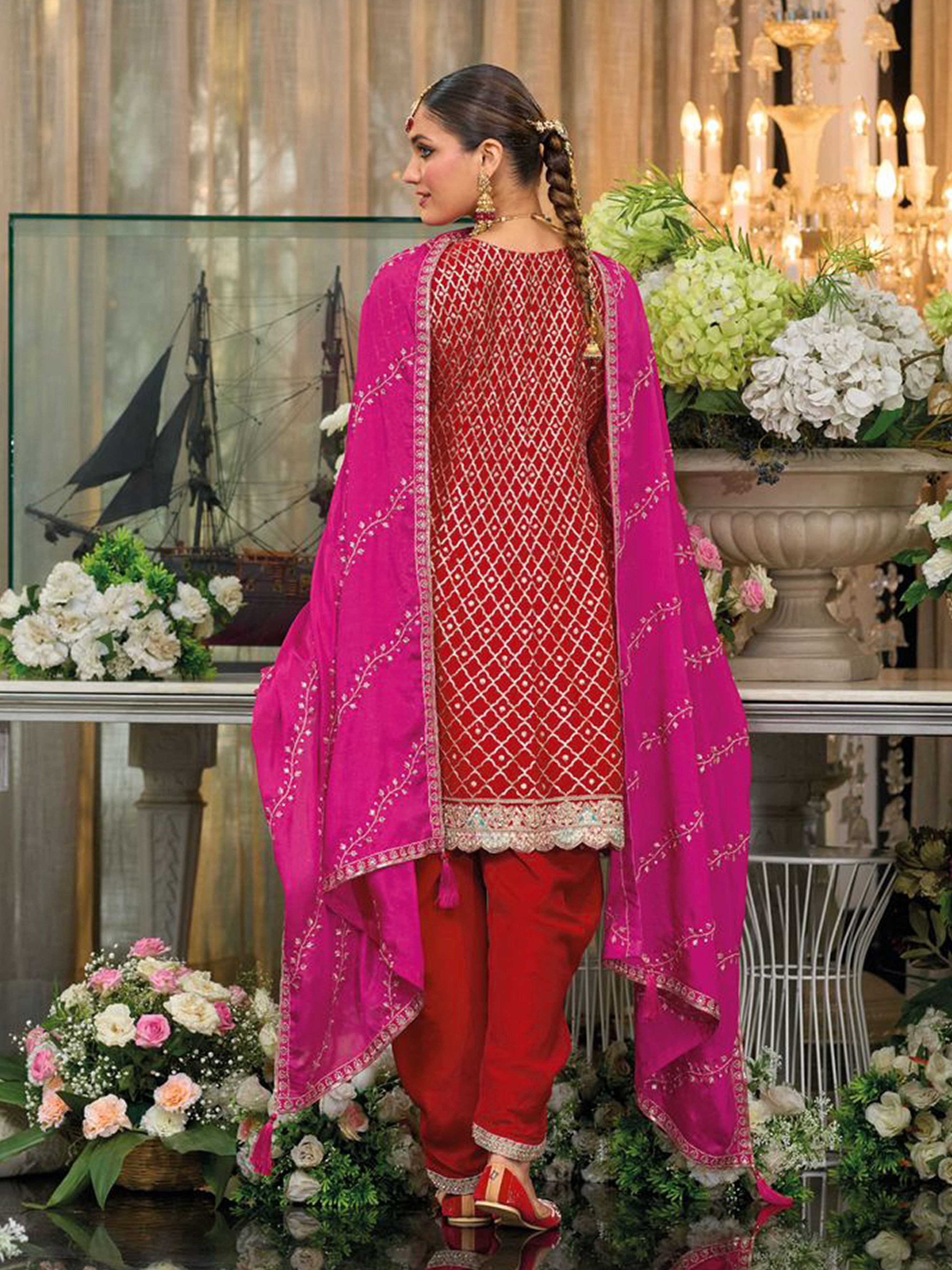 Pakistani Style Embroidered Kurta With Patiala Salwar And Dupatta Set Ethnic Party Wear Designer Punjabi Suit Set For Women