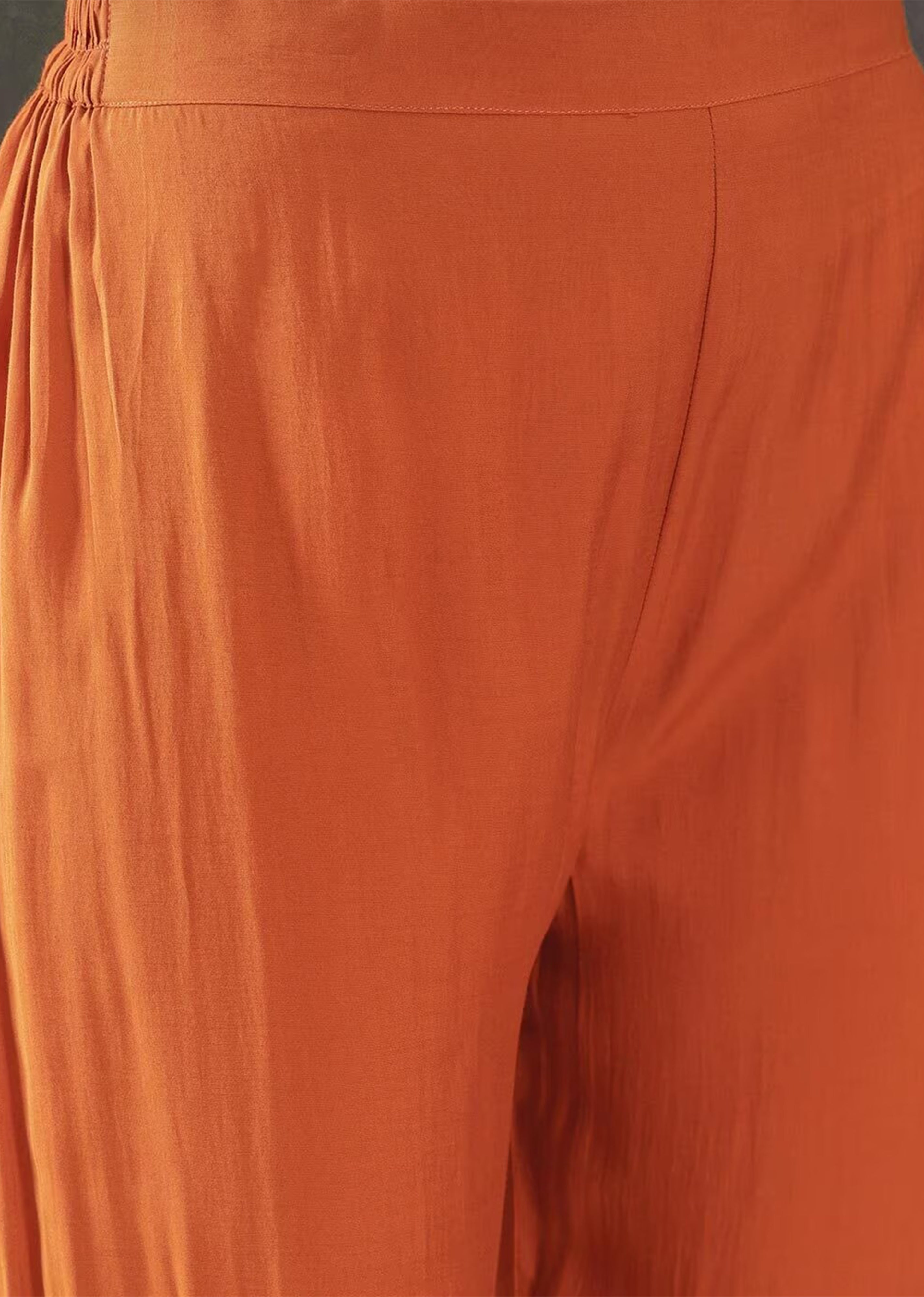 Orange Chanderi Embroidery Salwar Suit with Dupatta Set For Women's Trendmalls