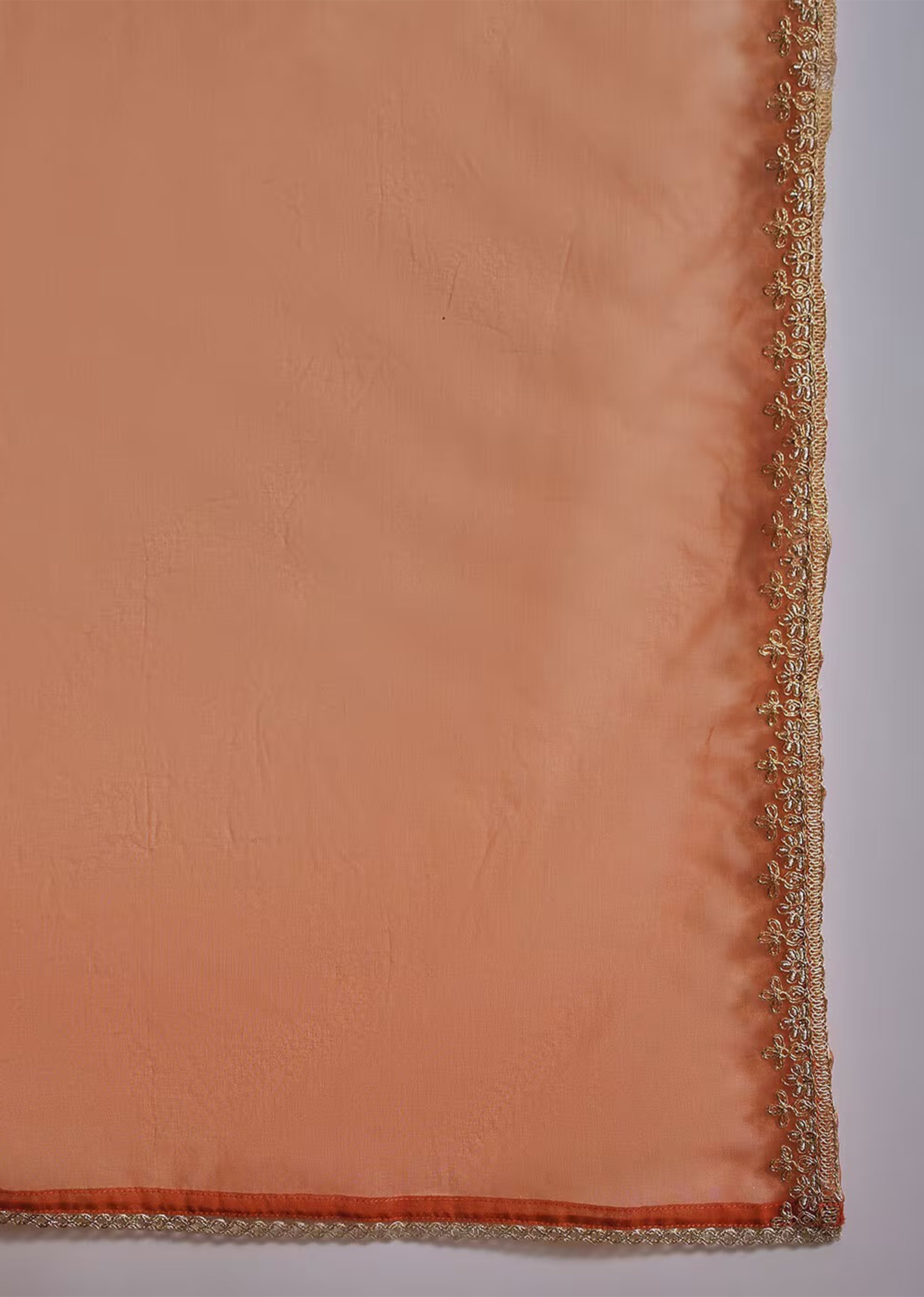 Orange Chanderi Embroidery Salwar Suit with Dupatta Set For Women's Trendmalls