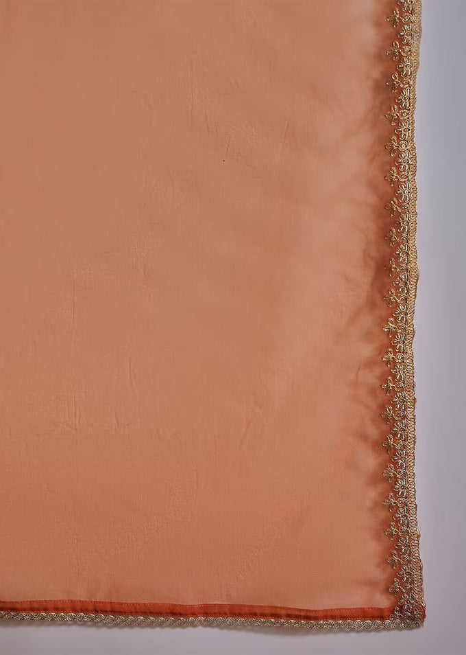 Orange Chanderi Embroidery Salwar Suit with Dupatta Set For Women's Trendmalls