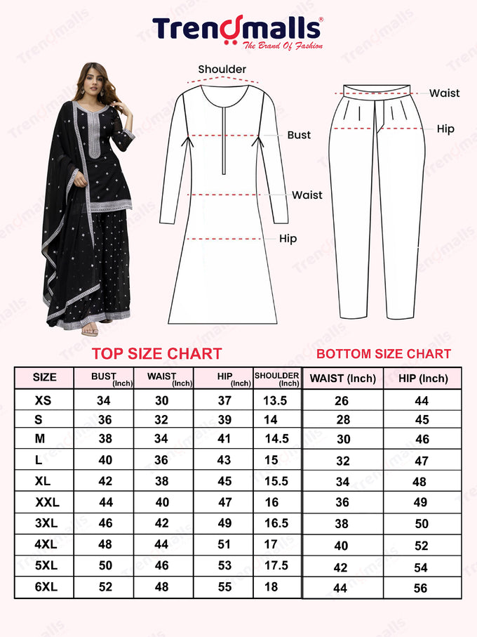 Black Georgette Embroidery Work Salwar Suit with Dupatta for Women Trendmalls