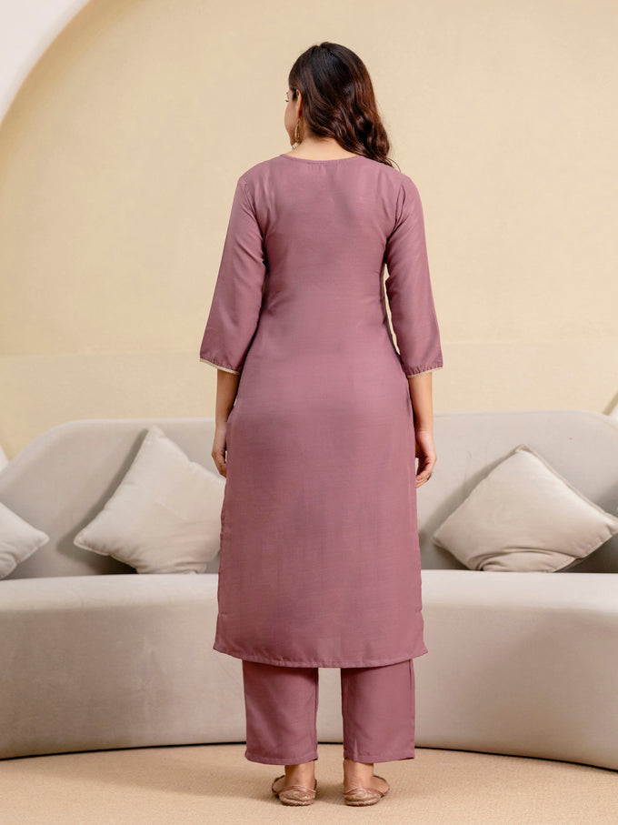 Peach Cotton Embroidery Salwar Suit  with Dupatta Set For Women's Trendmallsin