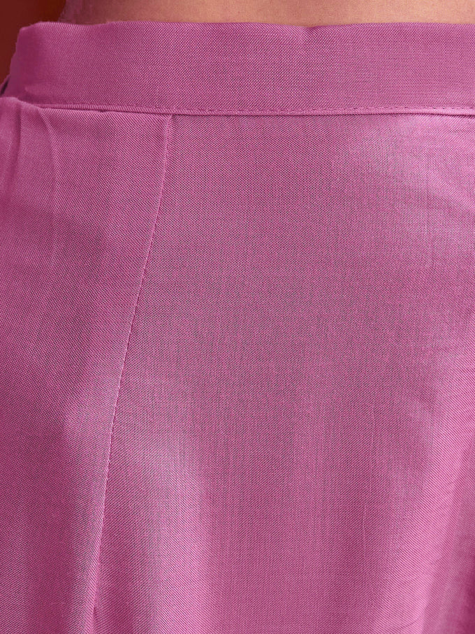 Pink Star Georgette Embroidery Work Kurta Palazzo with Dupatta For Women