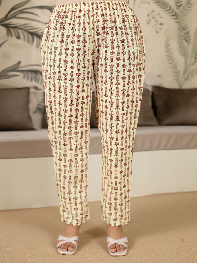 Maroon Pure Cotton Embroidery Work Printed Kurta Pant with Dupatta Set For Women's Trendmalls