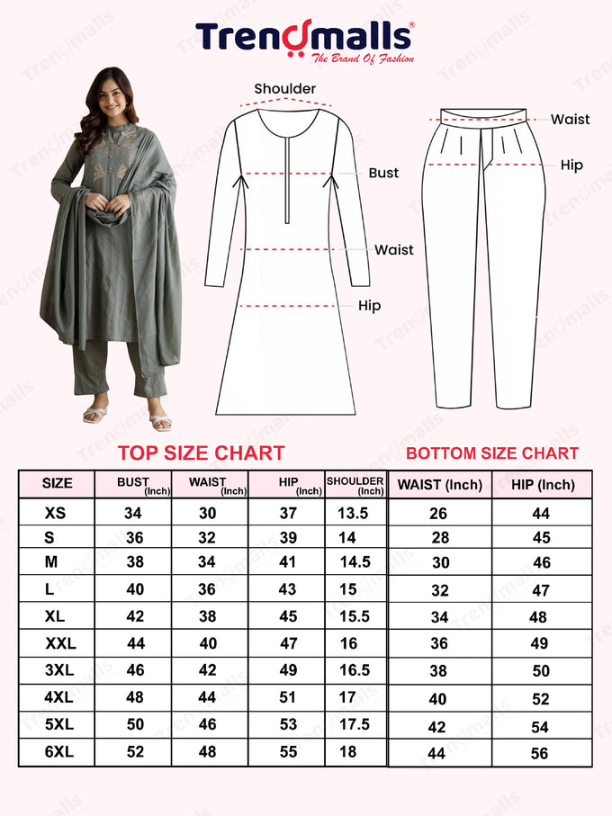 SteelGreen Pure Cotton Weaving Embroidery Kurta Pant with Dupatta Set Trendmalls