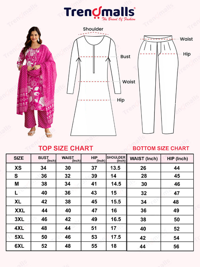 Pink Pure Cotton Floral Print Kurta Pant with Dupatta Set | Embroidery Neck Work Kurta Set Ethnic Wear