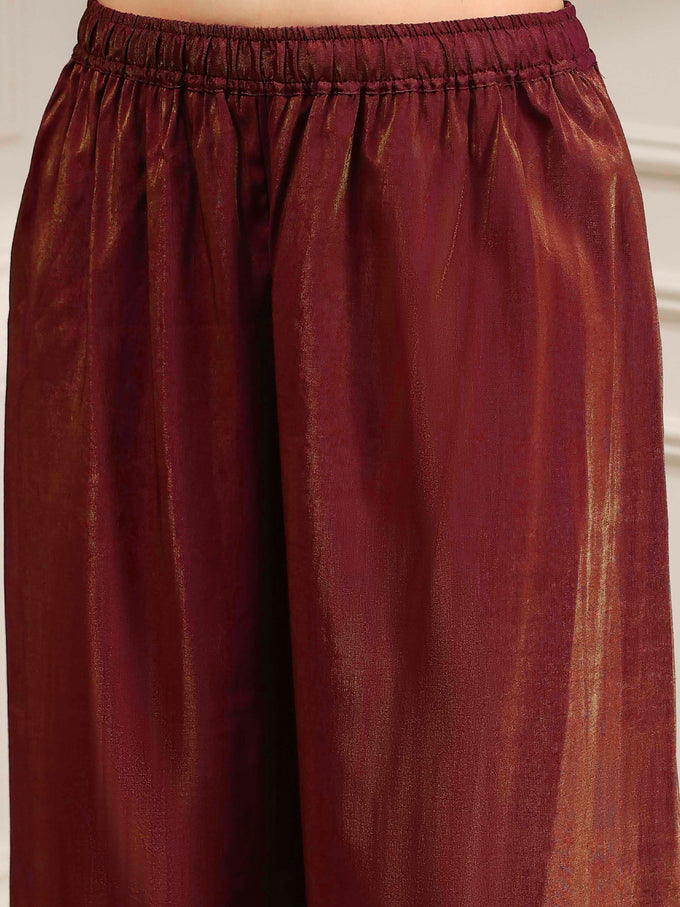 Maroon Art Silk Embroidery Work Salwar Suit  with Dupatta For Women