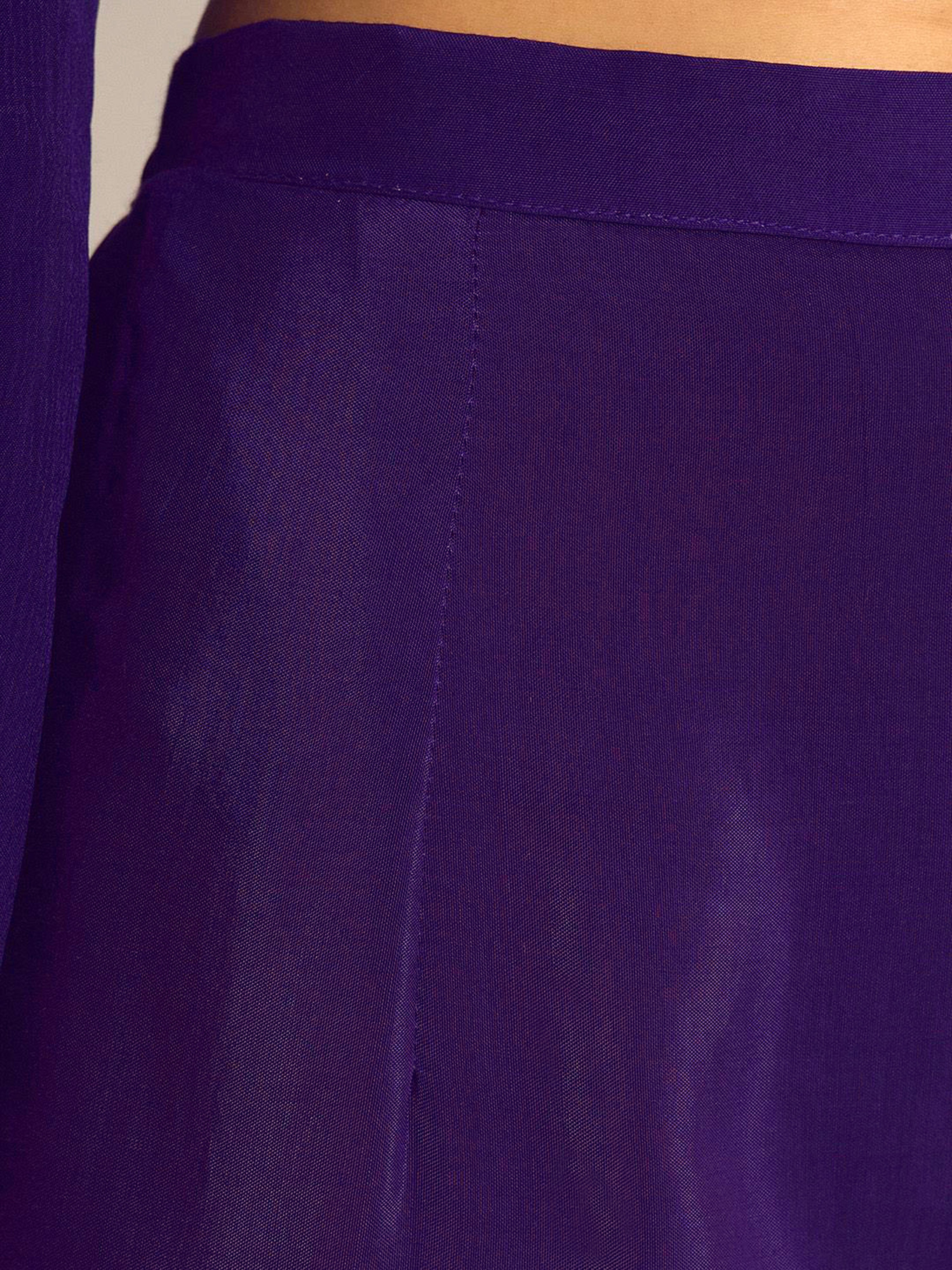 Purple Georgette Embroidery Work Kurta Pant Dupatta For Women