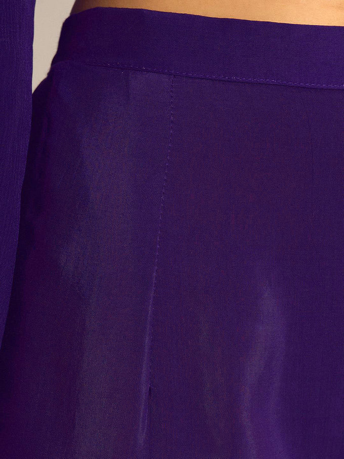 Purple Georgette Embroidery Work Kurta Pant Dupatta For Women